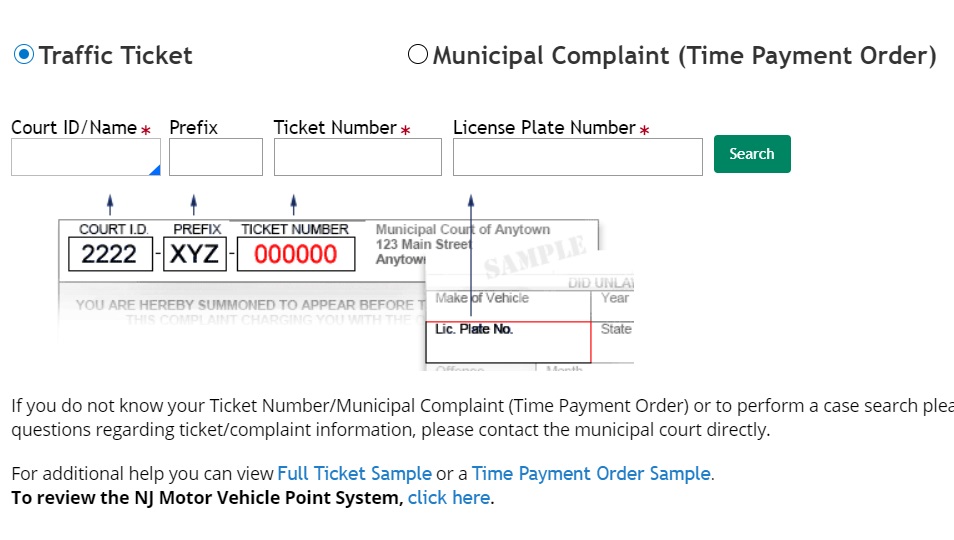 Pay for New Jersey traffic tickets online